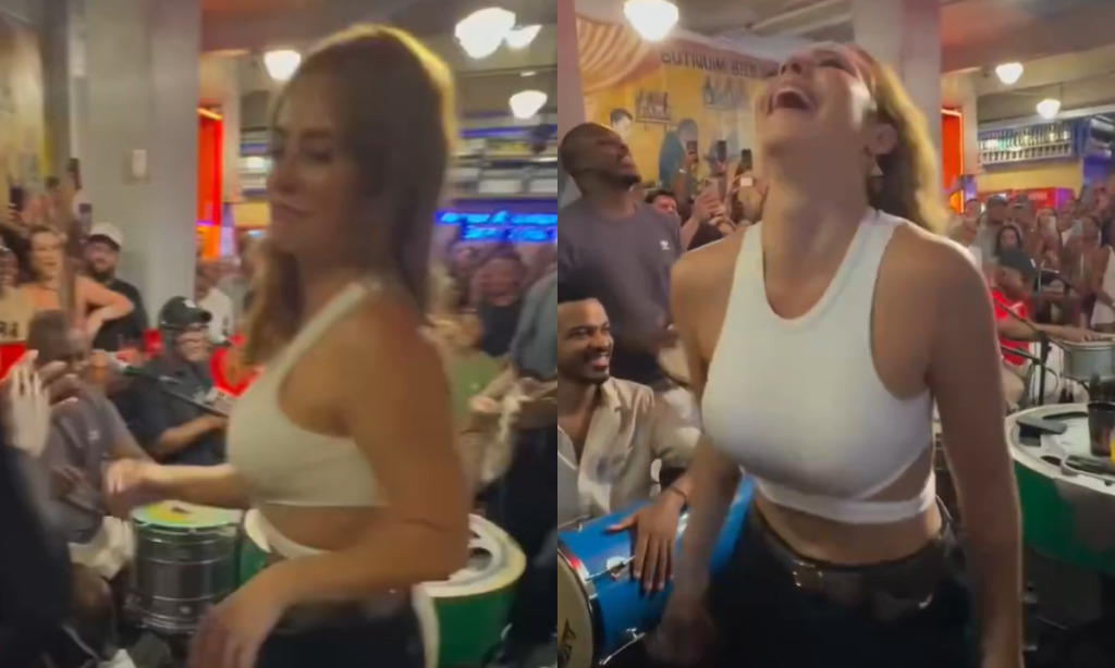 Paolla Oliveira é vista sambando em bar na Lapa, no Rio