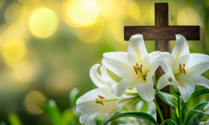 páscoa: a imagem da cruz em meio as flores