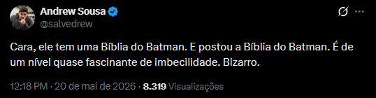 Neymar publica foto com Bíblia do Batman