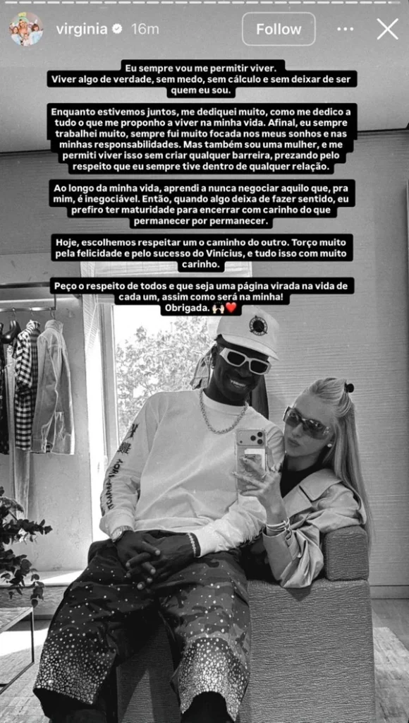 Virginia anuncia fim do namoro com Vini Jr e faz desabafo 25 virginia anuncia termino com vini jr e faz forte desabafo