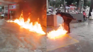 Motociclista é procurado após incendiar posto de gasolina no Rio