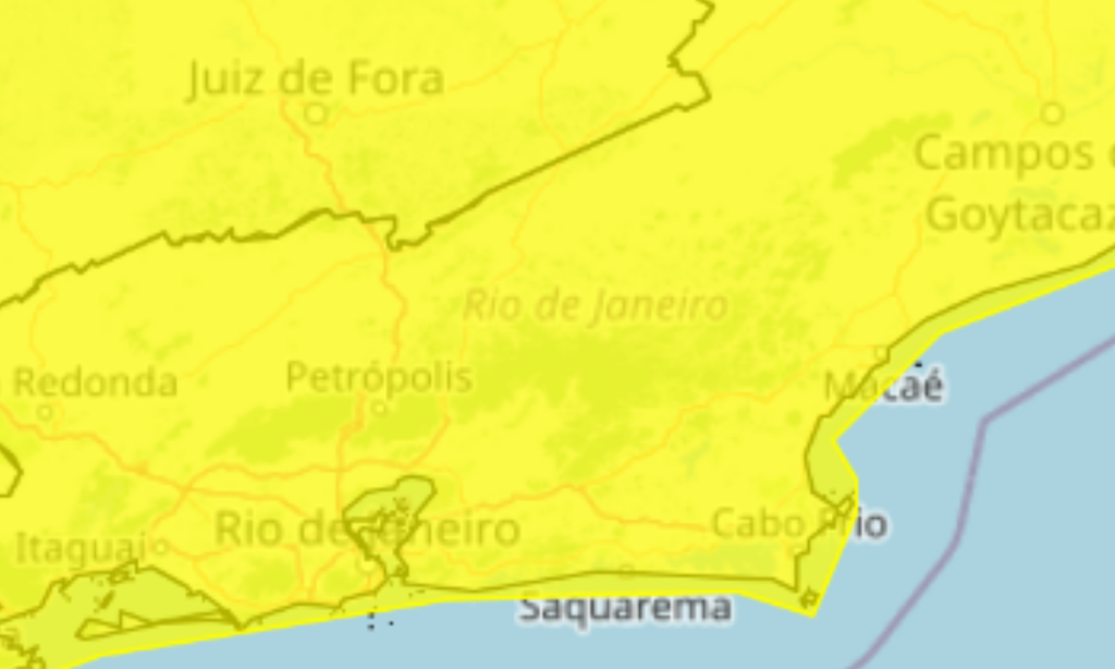Perigo pontecial para tempestade e chuvas no Rio. 