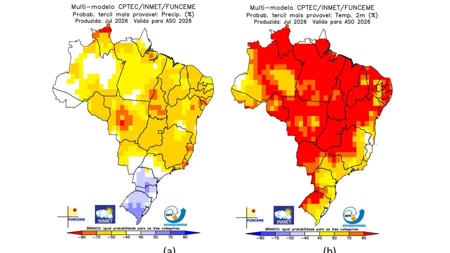 Mapa do Inmet sobre o El Niño.