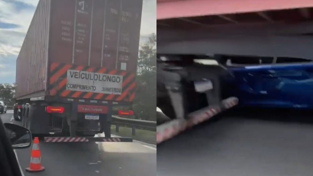 Acidente entre carro e caminhão na Ponte Rio-Niterói provoca longa fila na BR-101