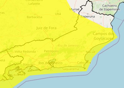 Alerta de chuva emitido pelo Inmet.