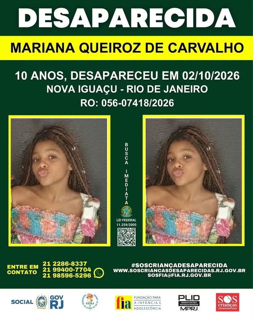 Cadê Mariana? Buscas seguem por menina de 10 anos desaparecida em Nova Iguaçu 25 Cartaz Mariana