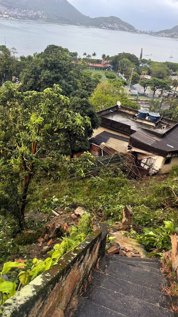 Vegetação cai sobre casa em Niterói